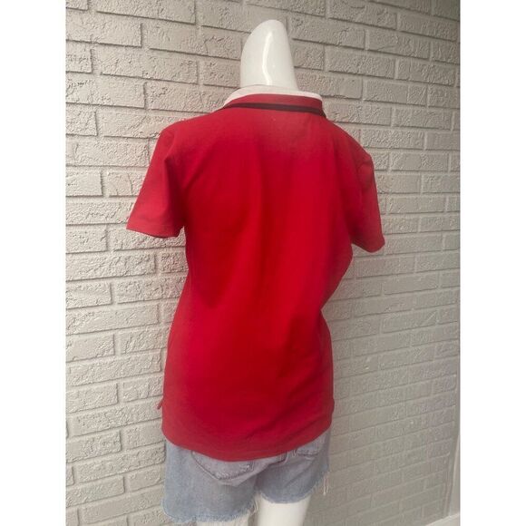 Tommy Hilifger Women Red Collared Short Sleeve Slim Fit Polo Shirt Size M - Picture 4 of 9